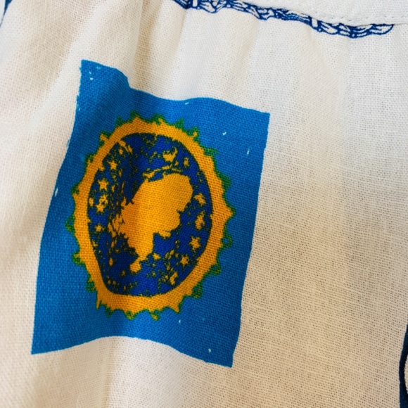 Rachel Zoe Palazzo Pants Linen Blend Pacific Stamps Size M White Beachy Tropical - Picture 4 of 16